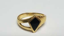 VINTAGE SOLID 14 K GOLD BLACK ONYX RING , SIZE 6,5