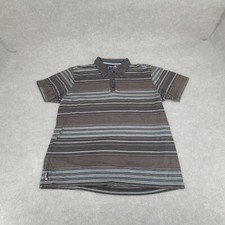 Quiksilver Polo Shirt Mens Large Brown Striped Surf Surfer Casual Cotton 1102