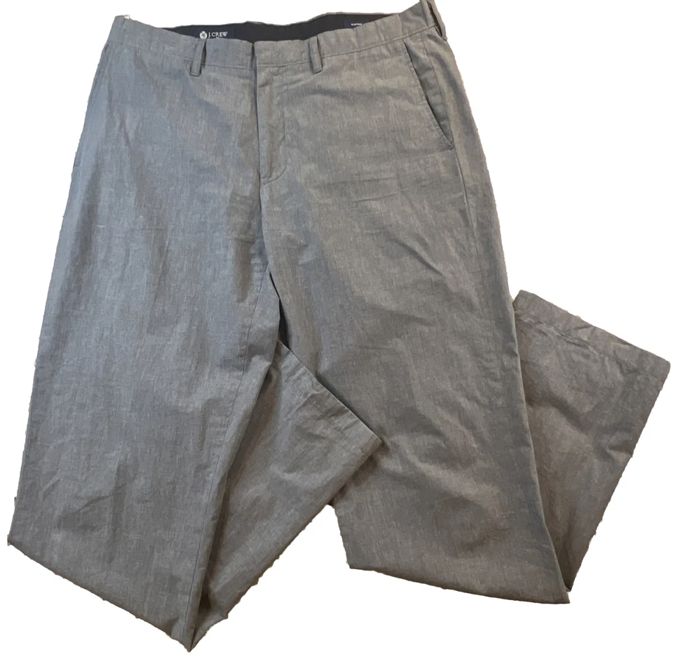 J. Crew Mens 34x34 Cotton Flat Front Slash Pocket Pants Gray Golf Casual - Image 2 of 4