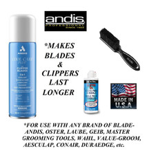 ANDIS 5 en UNA CUCHILLA CORTADORA CUIDADO PLUS SPRAY, JUEGO DE ACEITE Y CEPILLO-Lubricante, Limpia,Enfría