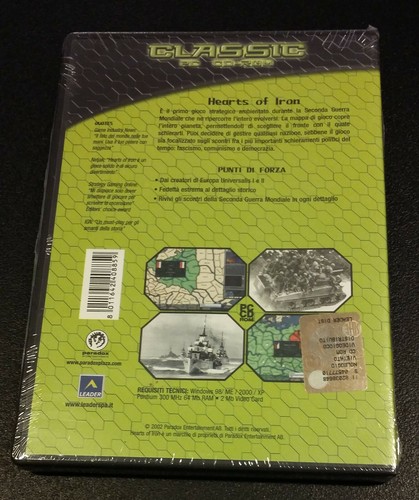 Hearts of Iron PC Italian Edition Reprint New&Sealed - Picture 2 of 3