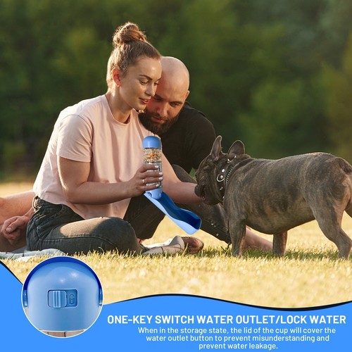 5-in-1 Dog Water Bottle 750mL Food Dispenser Poop Bag Holder Shovel Travel Bowl - Picture 6 of 33