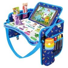Kids Travel Tray - Waterproof Car Table with No-Drop Large Tablet Holder - Ca...