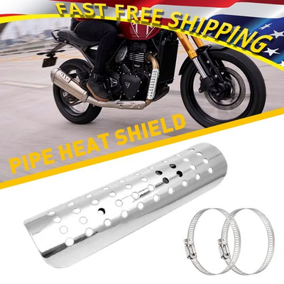 #ad #ad Exhaust Muffler Pipe Heat Cover Shield Heel Universal Guard Motorcycle Silver $14.99