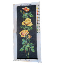Roses Printed Needlepoint Tapestry Canvas Only Floral Flowers UNITAS 8 x 21"