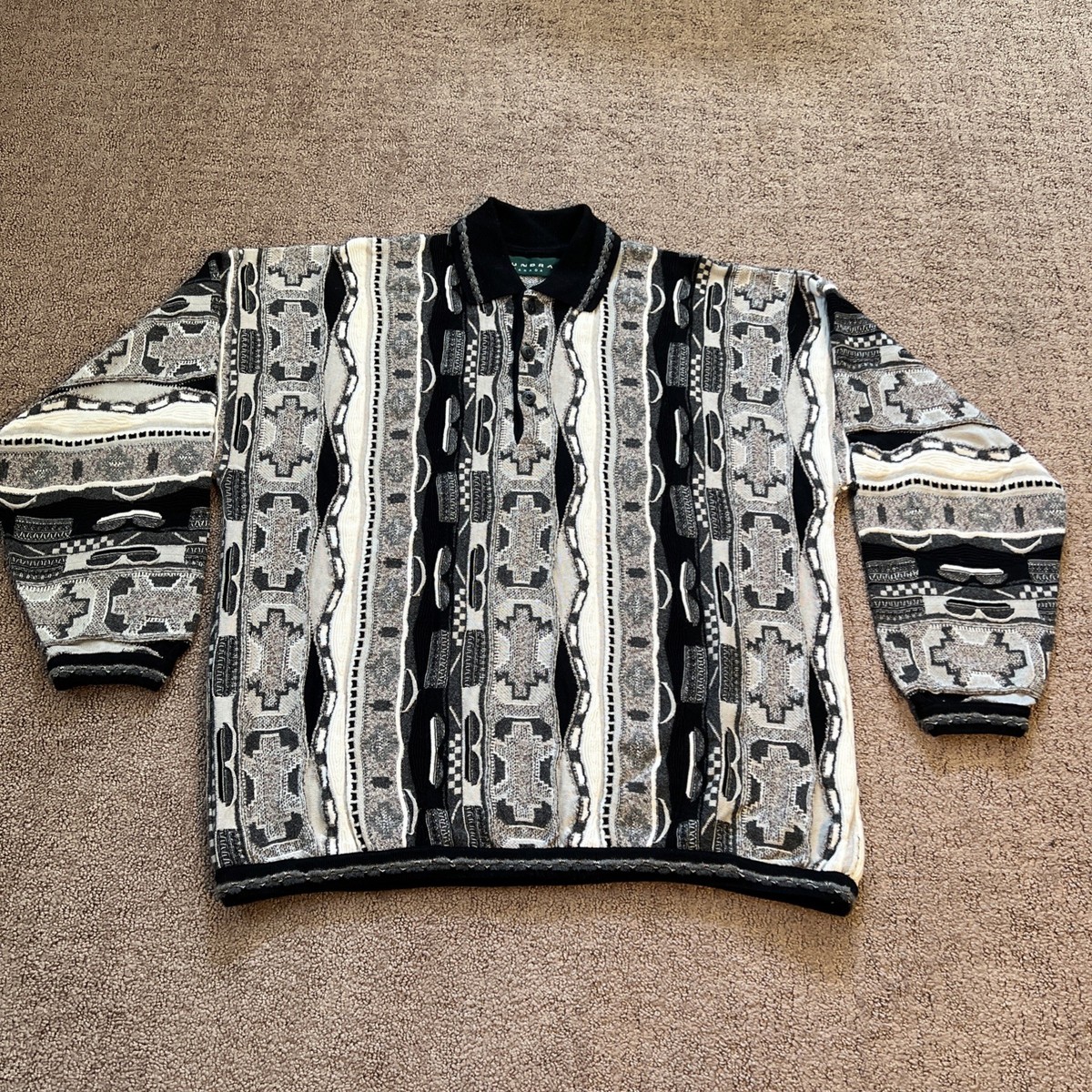 Vintage Tundra Canada 3D Textured Knit Coogi Style Sweater