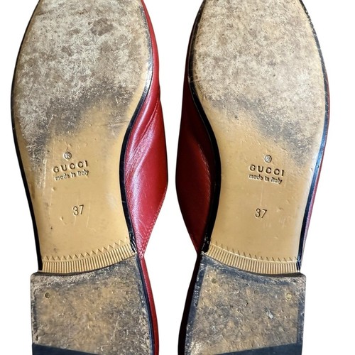 Gucci Princetown Red Leather Horsebit Slip On Iconic Mules Loafers EU 37 US 7 - Picture 11 of 14