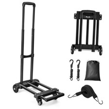 Folding Luggage Cart for Travel  Airport, 290lbs Foldable Hand Black 4-wheels