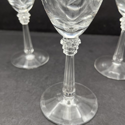 Fostoria Cynthia Clear Etched Blown 8-oz Glass Wine Glasses 1938-1965 set of 4 - Picture 7 of 10