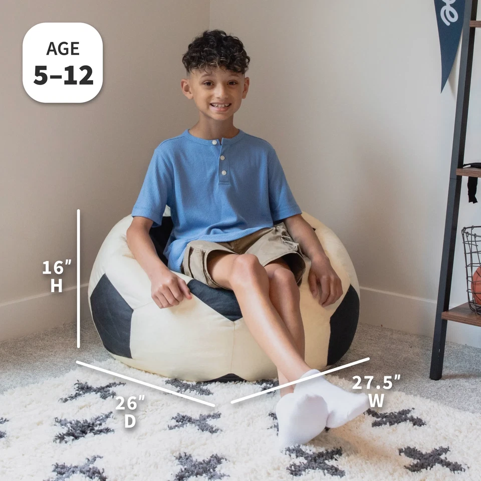 Silla bolsa de frijoles para pelota deportiva tamaño infantil, pelota de fútbol felpa, poliéster suave, 2,5 F Foto 3 de 4