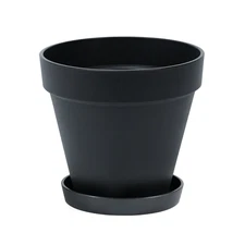 Bamworld 7.8in Plastic Plant Pots with Saucer Planters with Drainage Holes Black