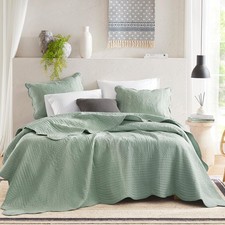 King Quilt Set Damask Coverlet Set for King Size Bed, Cottage Oversized Quilt...