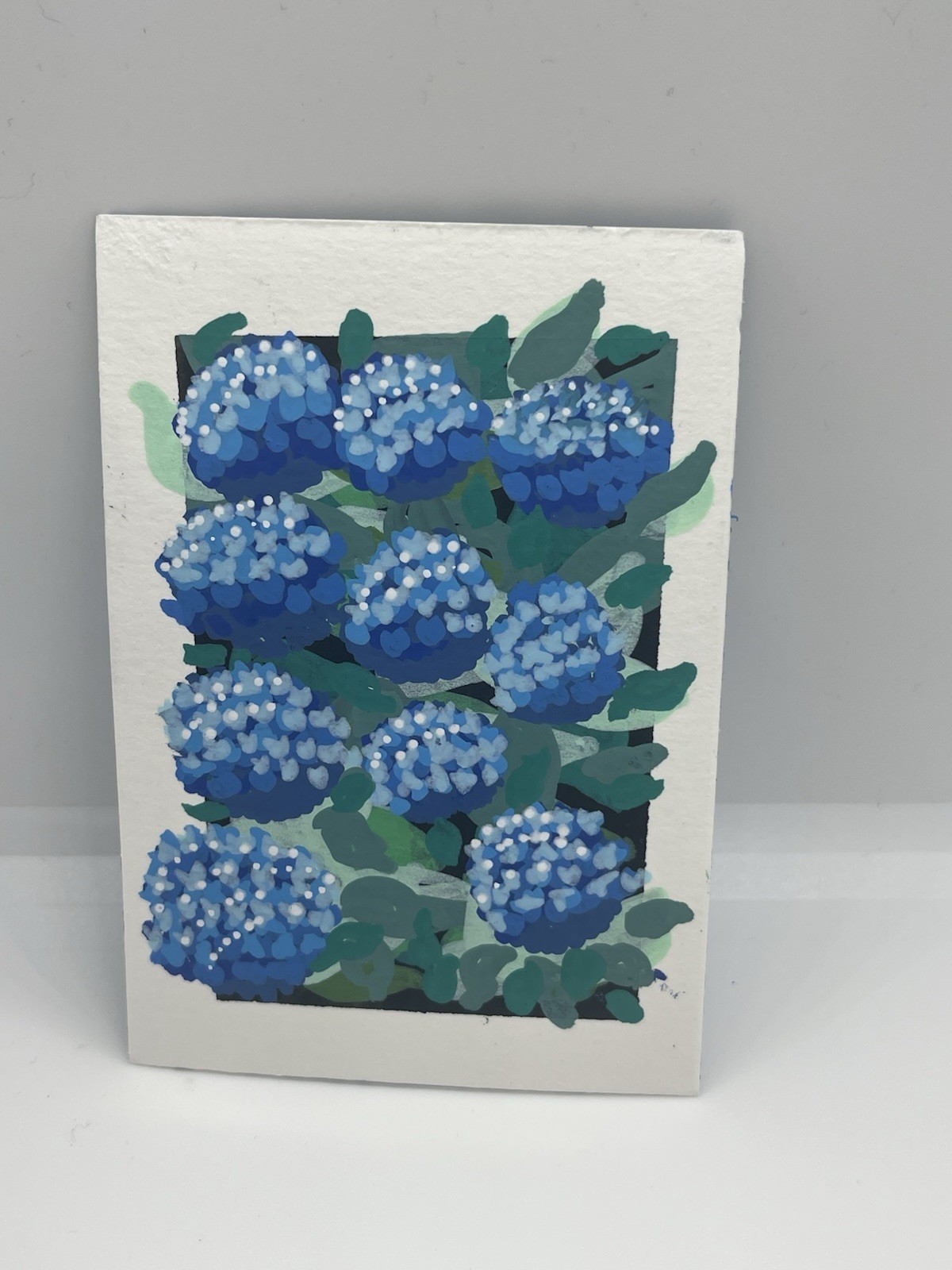 ACEO Original Art Acrylic Marker – Blue Hydrangea Field #8 1/1