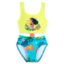 GIRLS SIZE 3 Moana Disney Swimsuit W/embroidered Flowers   