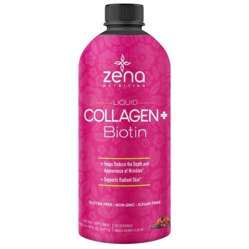 Zena Bioactive Liquid Collagen 2500mg + 5000mcg Biotin 90 Servings Exp: 12/26 - Picture 2 of 4