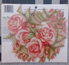 25 Wallies Salmon Wash Rose Die Cut Wallpaper Shapes Wet Apply