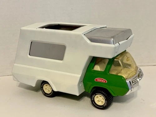 1970s Metal TONKA Camper RV Motor Home #530 Truck Green & White 11" Long