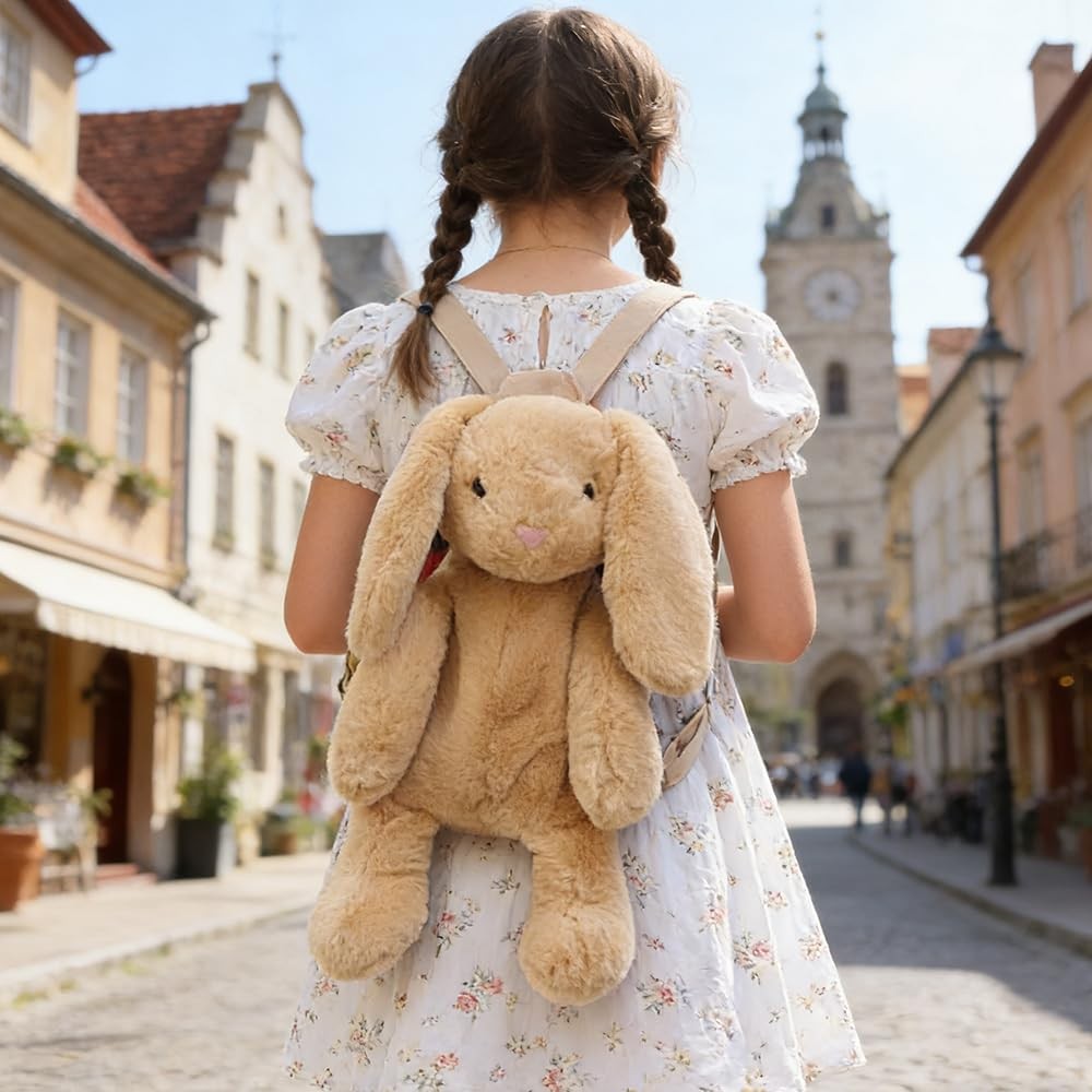 Cute Fuzz Plush Animal Backpack Rabbit Backpack Kawaii Bunny  display picture 2