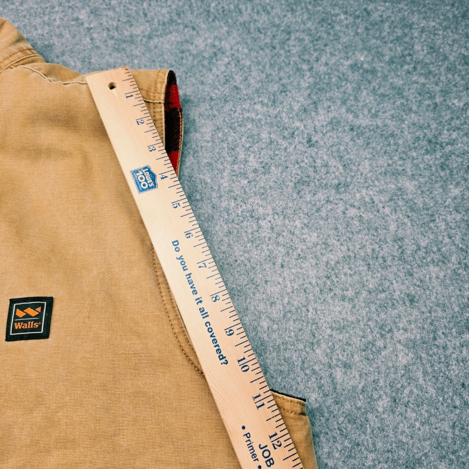 Walls Outdoor Goods Mens XL Canvas Work Vest Buffalo Plaid Fleece Lined Tan image 16