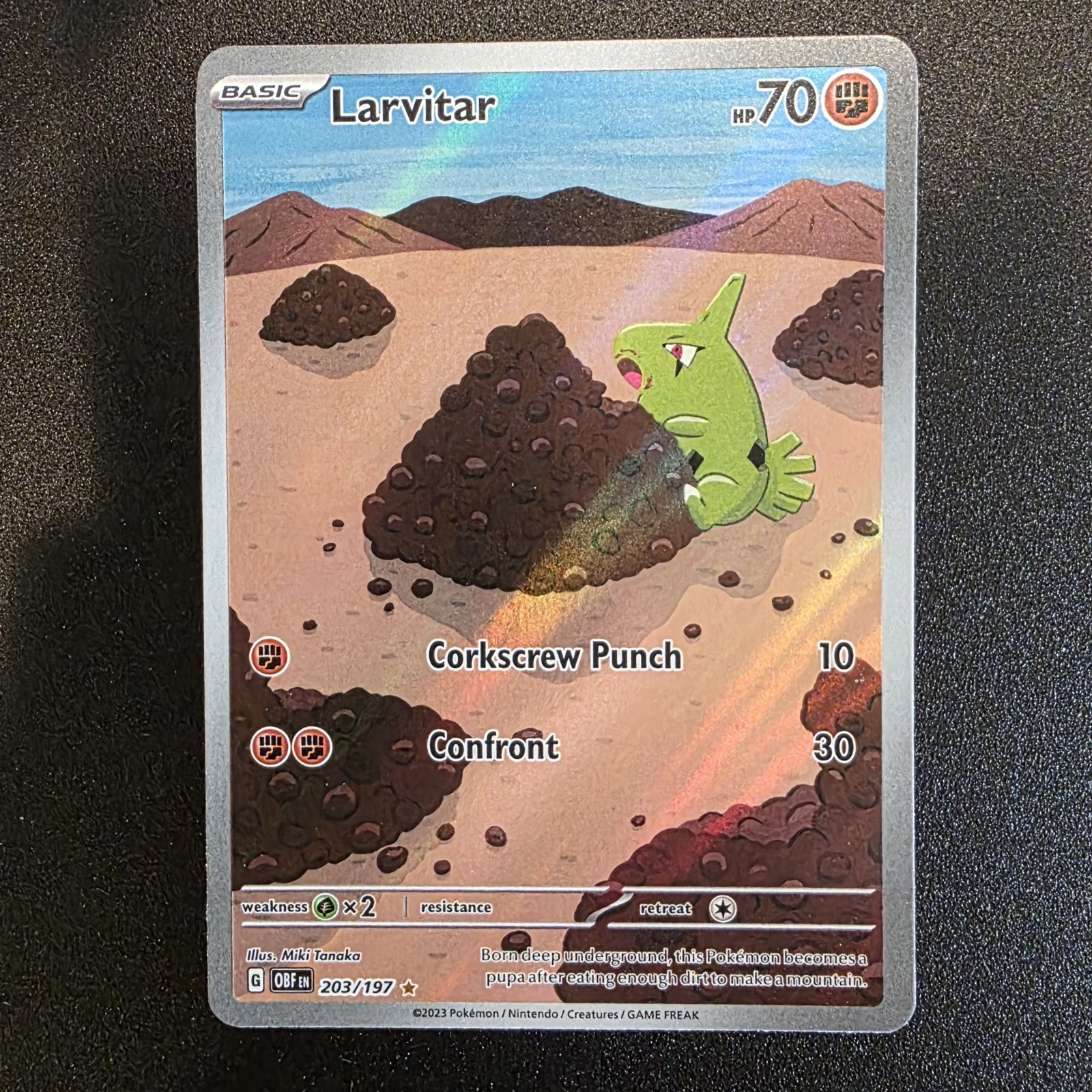 Larvitar 203/197 Illustration Rare Obsidian Flames Pokemon 