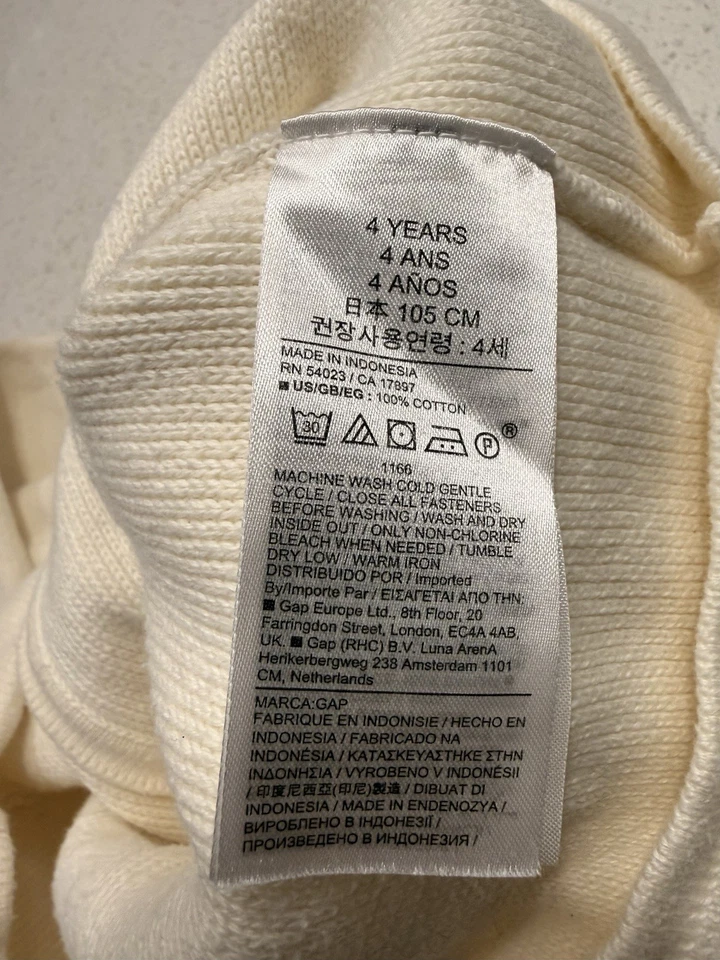 Baby Gap Girls' Toddler Cream Cardigan Sweater With Gold Buttons 100% Cotton 4T - Image 3 of 4