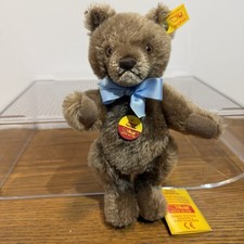Vtg Steiff Mohair Brown Teddy Bear 0202/18 7 1/2 " Jointed Button in Ear w/Tags