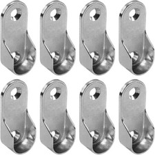 8 PCs Wardrobe Rod Bracket,Oval Closet Rod End Supports 2 Hole Clothes Rod