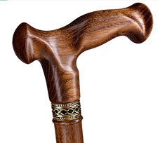 Asterom Unisex Wooden Walking Cane-Handmade Ergonomic 33" Caramel - FSA/HSA