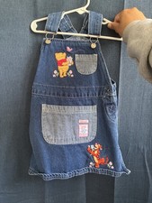 Vintage Disney Winnie The Pooh Denim Jumper Dress Girls 4T/5T Tigger Embroidered
