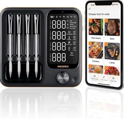 Inkbird Wireless BBQ Meat Thermometer 4 Probes WiFi Bluetooth Black