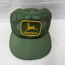 Vintage 70s John Deere Trucker Hat Mesh Snapback Louisville Mfg Co Green Patch