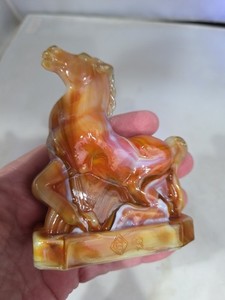Boyd Glass Joey Horse September Swirl Tan White Swirl Glass RARE