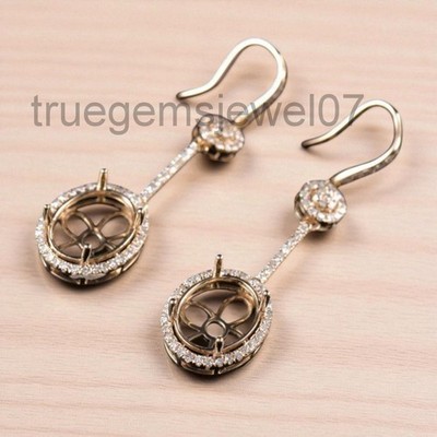 Beautiful Dangle Hook Earring Semi Mount Oval Cut 11x9mm Sterling Silver Earring