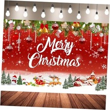 7x5ft Christmas Backdrop Merry Christmas Red Photography Backdrop Winter Snow