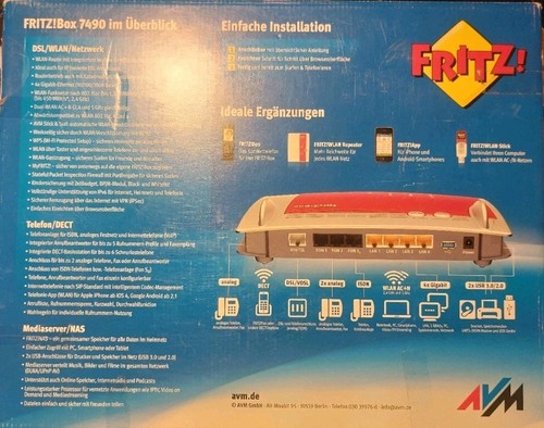 AVM FRITZBox 7490 WLAN Router Modem VDSL ADSL DSL WiFi AC + N MESH DECT VPN ISDN - Bild 3 von 6
