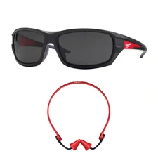 Performance Safety Glasses with Tinted Fog-Free Lenses & Banded Reusable Red Ear