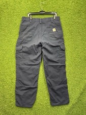 Carhartt FR Pants Mens 38x30 Dark Navy Blue Flame Resistant Canvas FRB240 DNY