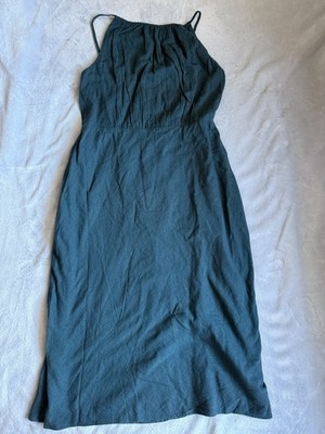 Banana Republic Teal Linen Blend Midi Dress Size Petite 4 NWT RT$150