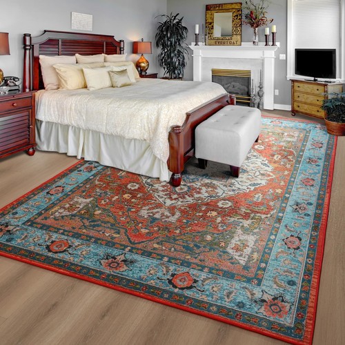 Area Rug 4x6, Boho Vintage Washable Living Room Rug, Soft Accent Rugs for Bed... - Picture 6 of 7