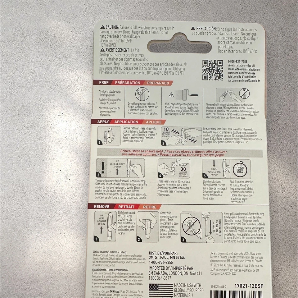 Tiras de recarga Command 3 lb - 4 paquetes por unidad - 12 tiras por paquete Foto 3 de 4