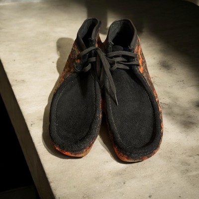 Clarks wallabee Shacre NATIVE Black Orange Combi Wool Mens  display picture 2