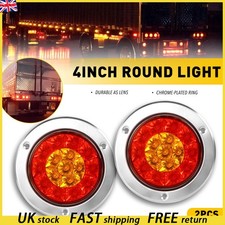 Red Amber 4" LED Truck Stop Trailer RV Turn Running Lights Tail Brake Round 2X