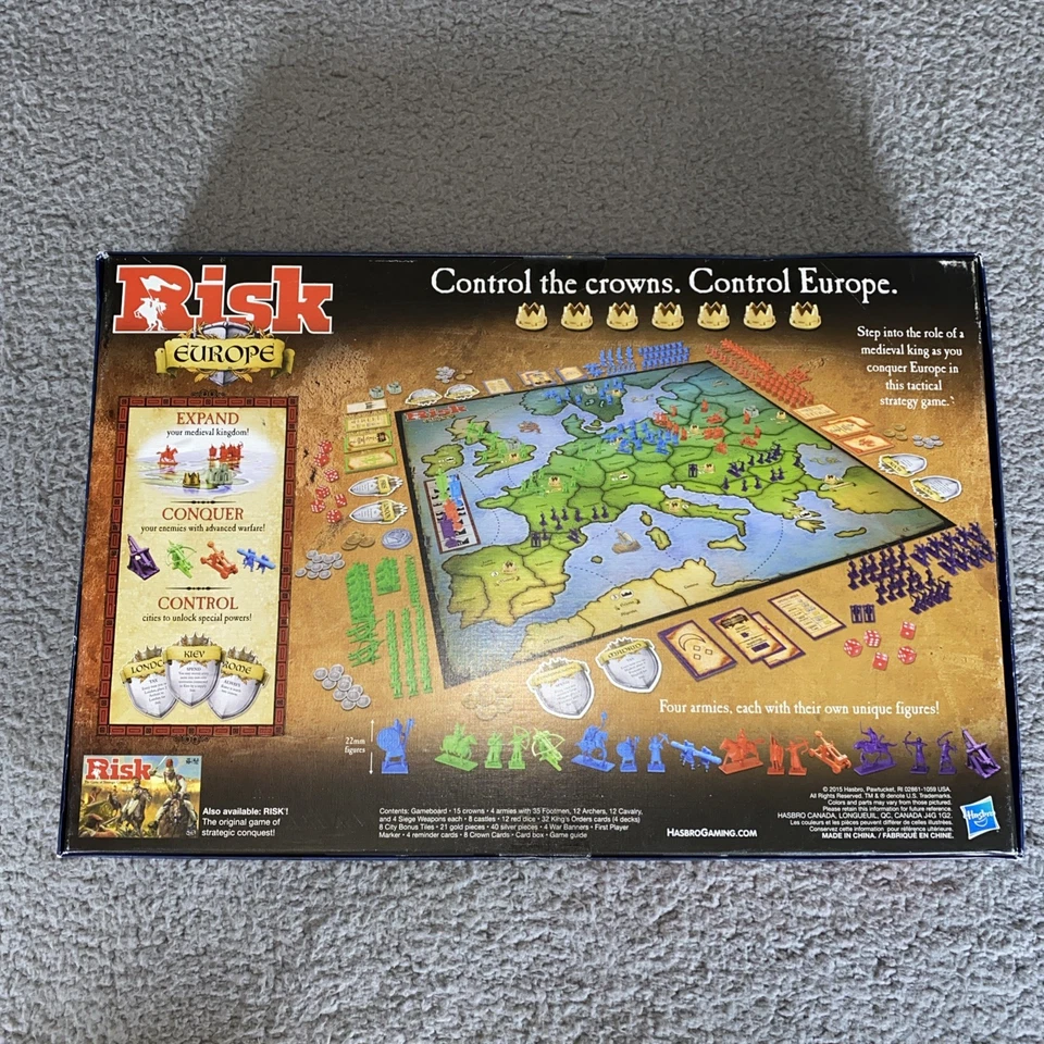 New Open Box Risk Board Game Europe Edition Medieval  War Strategy 2015 Hasbro - Image 2 of 4
