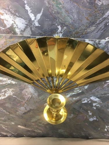 Pair Of Vintage Brass Wall Hanging Fans Candle Holders Hollywood Regency #194 - Picture 12 of 15