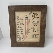 Christmas Stocking Needlepoint Sampler Wall Art Stocking 13"x10.5"