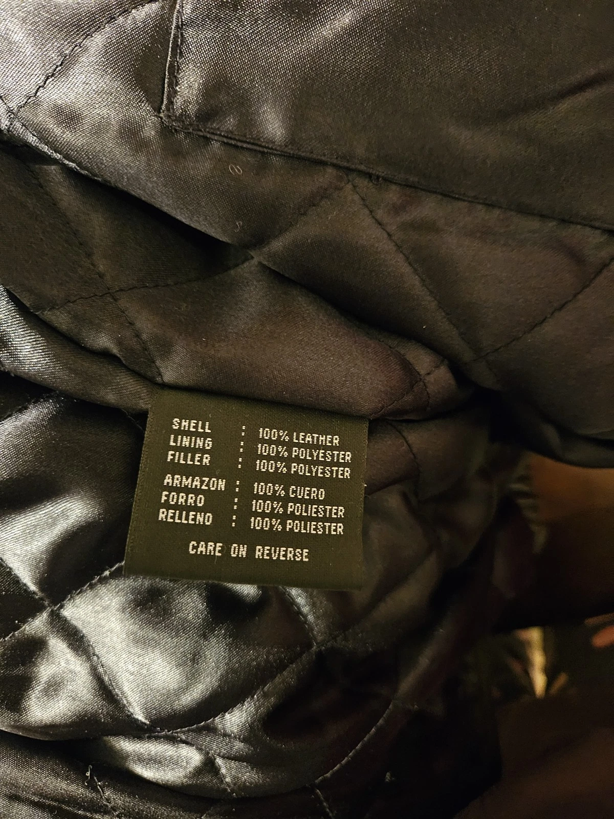 Bill Blass Men’s Black Leather Bomber Jacket Full Zip Quilted Lining Size L image 4