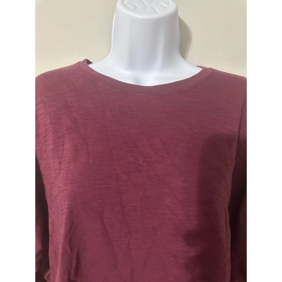Lilla P Womens Crewneck Dolman Long Sleeve Sangria Top Size M - Image 3 of 4