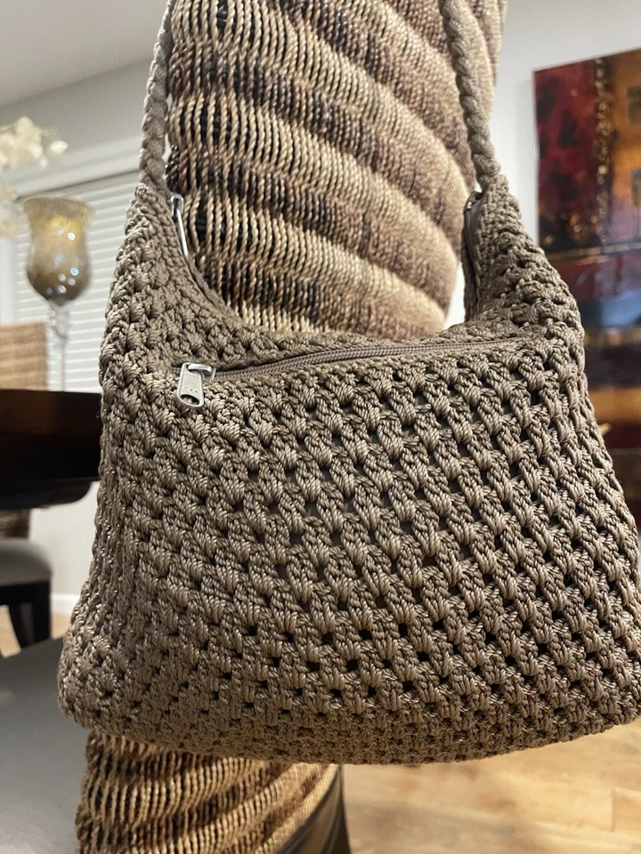 Lina 钩针单肩包钱包棕色流浪汉拉链 — 第 4/4 张图片