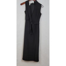 Jones New York Structured Wrap Dress 4 Black Tie Belt Maxi Cocktail Party LBD