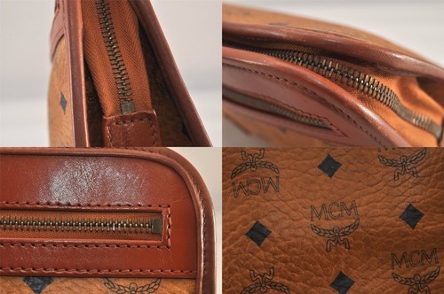 Authentic MCM Vintage Visetos Leather Clutch Hand Bag Purse Brown 0046N - Picture 8 of 10